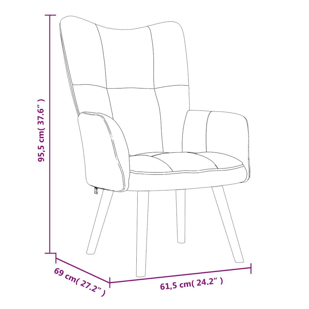 Relaxing Chair with a Stool Light Grey Velvet