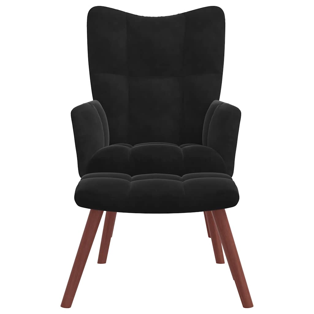 Relaxing Chair with a Stool Black Velvet