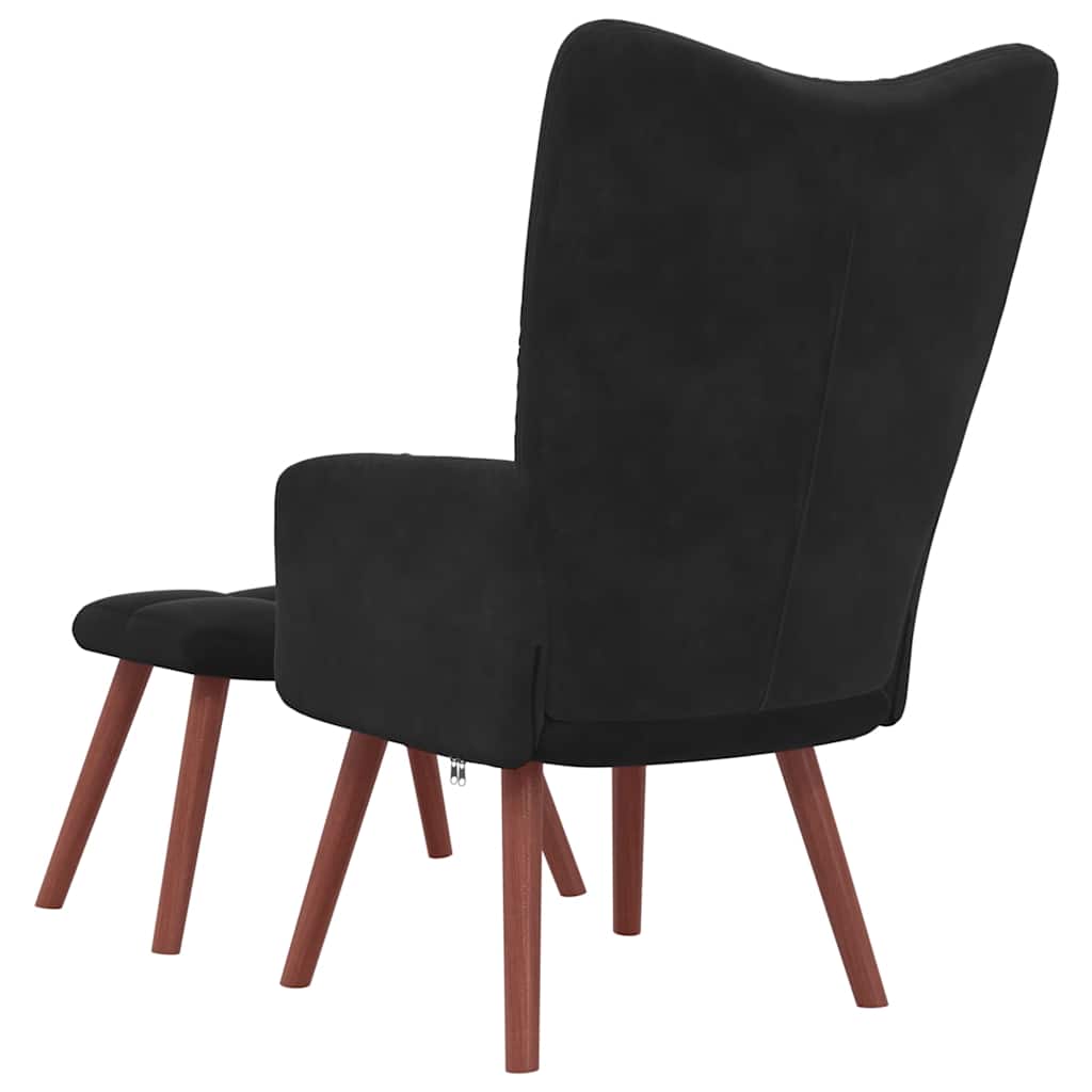 Relaxing Chair with a Stool Black Velvet