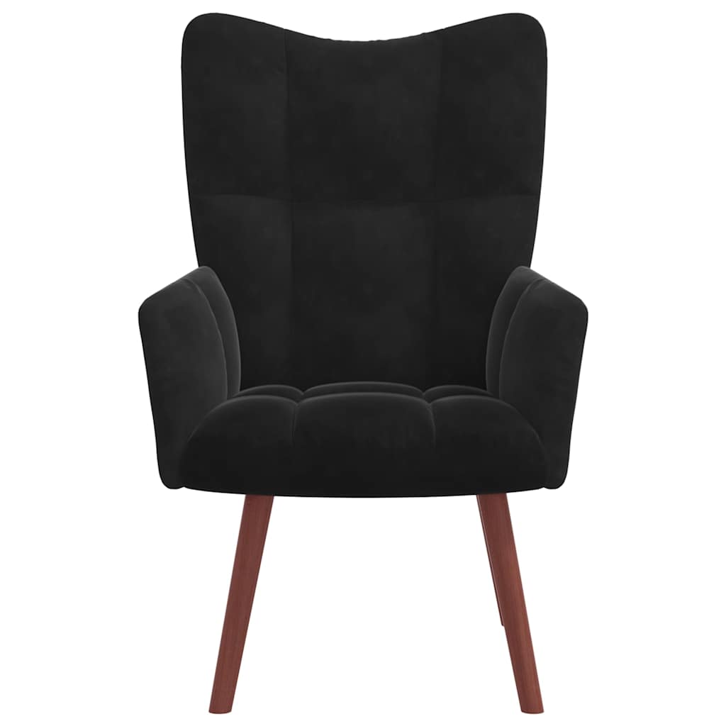 Relaxing Chair with a Stool Black Velvet