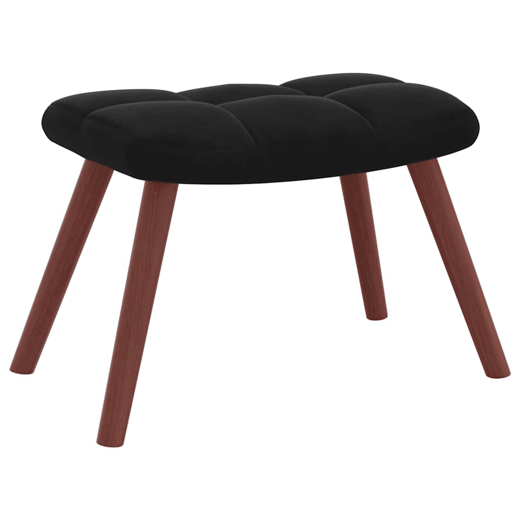 Relaxing Chair with a Stool Black Velvet