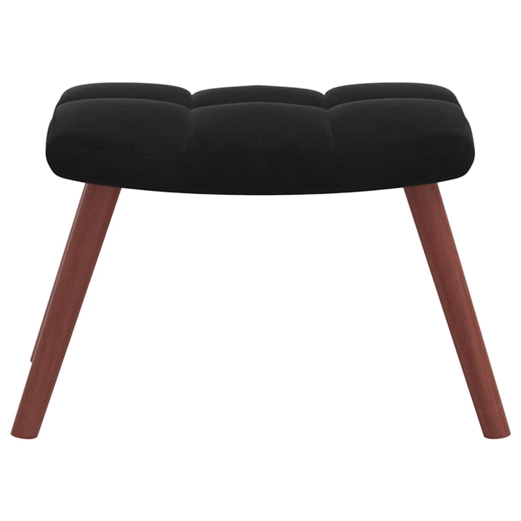 Relaxing Chair with a Stool Black Velvet