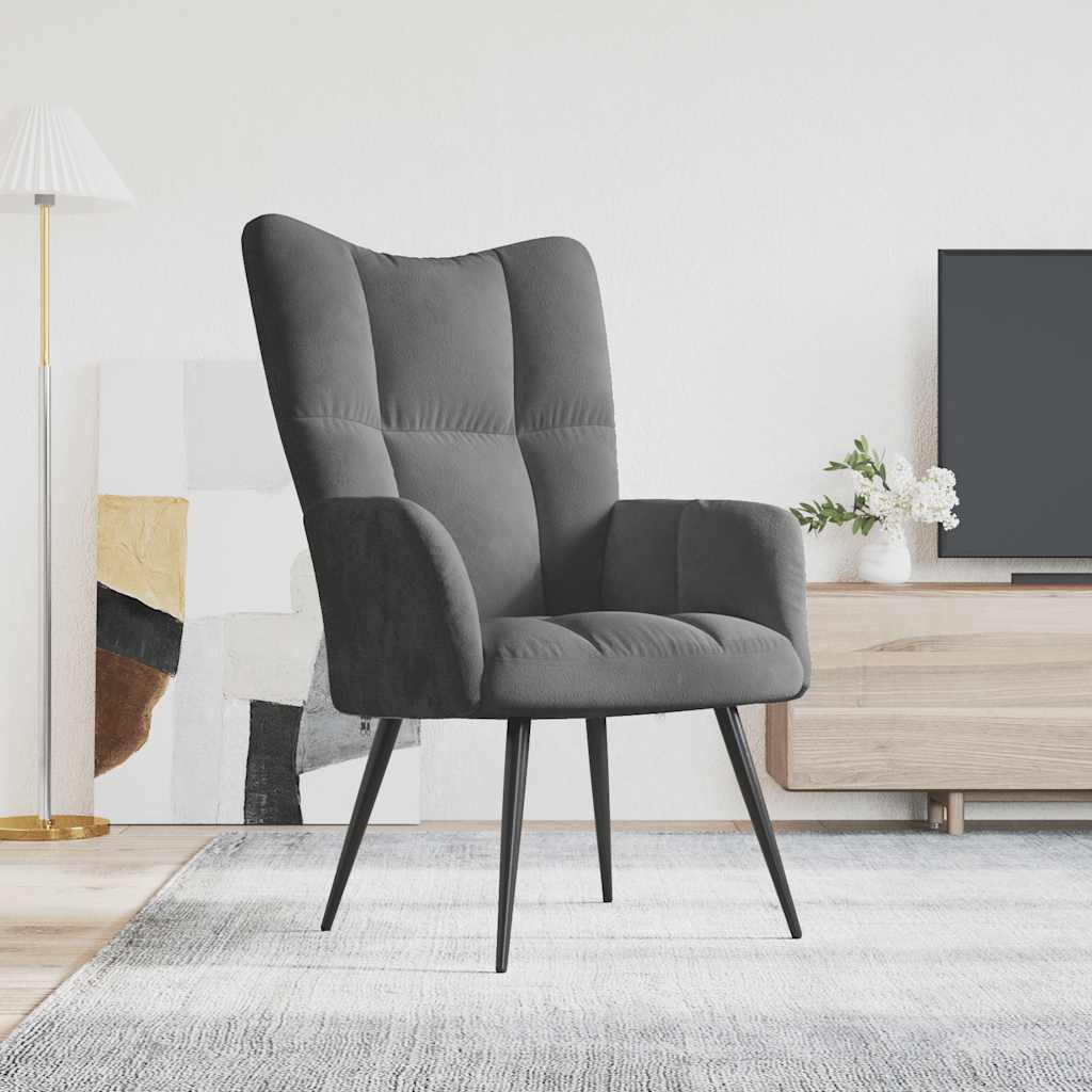 Relaxing Chair Dark Grey Velvet