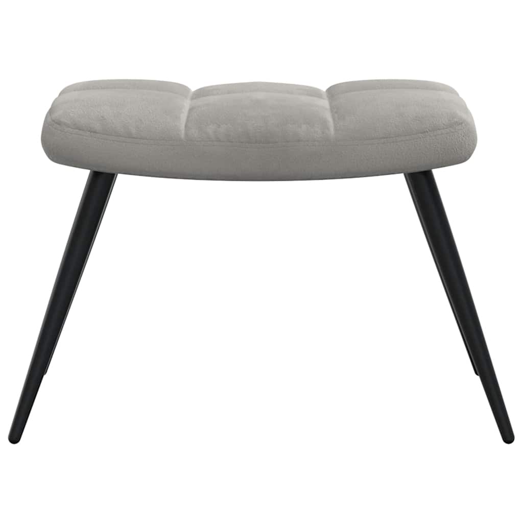Relaxing Chair with a Stool Light Grey Velvet