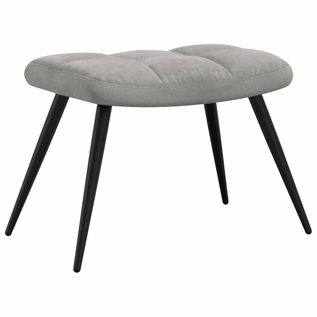 Relaxing Chair with a Stool Light Grey Velvet