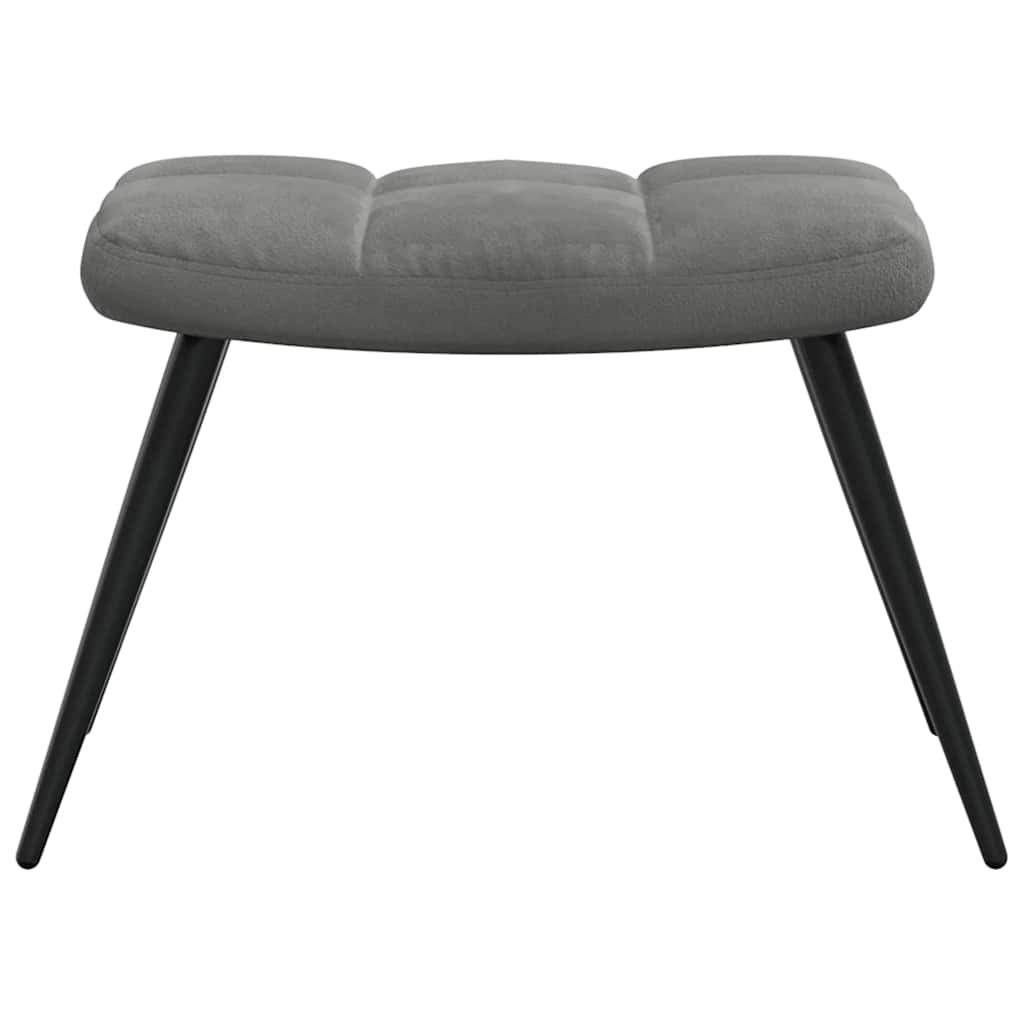 Relaxing Chair with a Stool Dark Grey Velvet