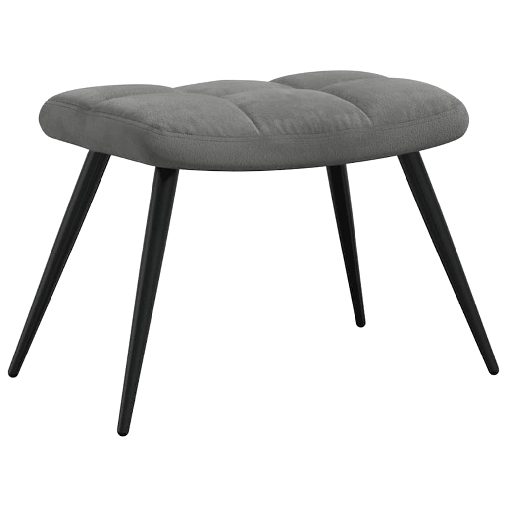 Relaxing Chair with a Stool Dark Grey Velvet