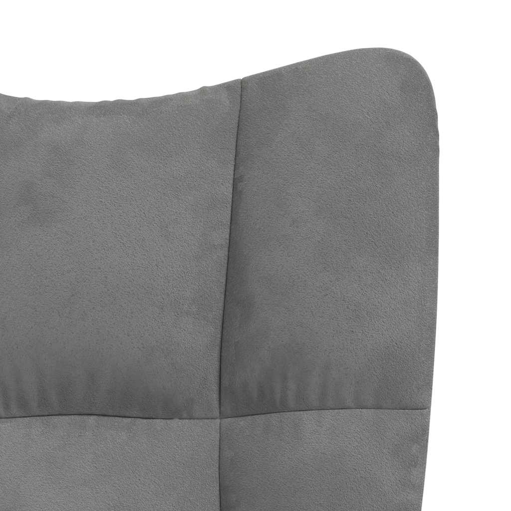Relaxing Chair with a Stool Dark Grey Velvet