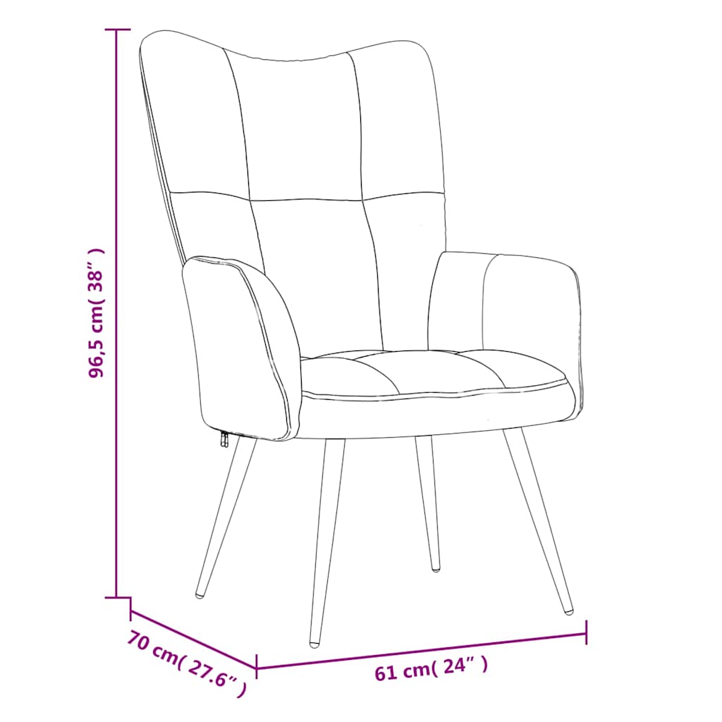 Relaxing Chair with a Stool Dark Grey Velvet