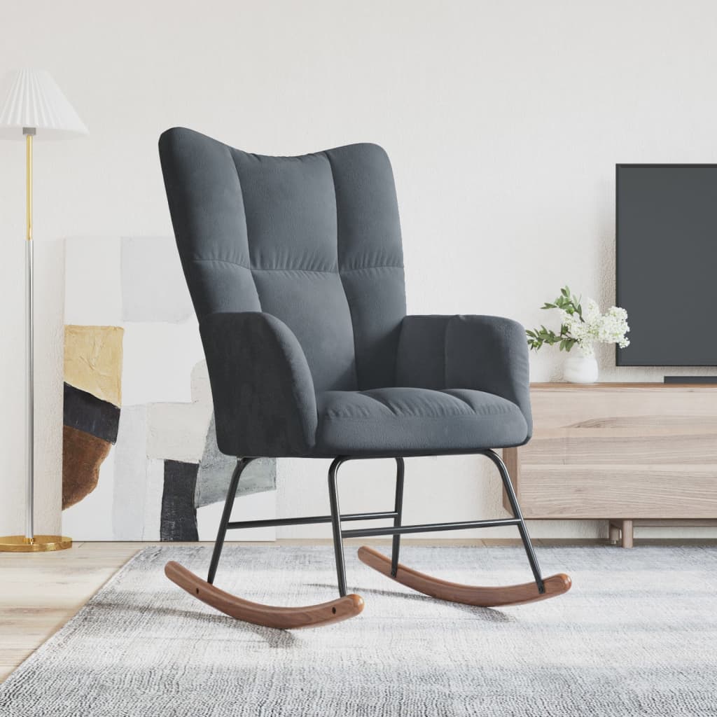 Rocking Chair Dark Grey Velvet