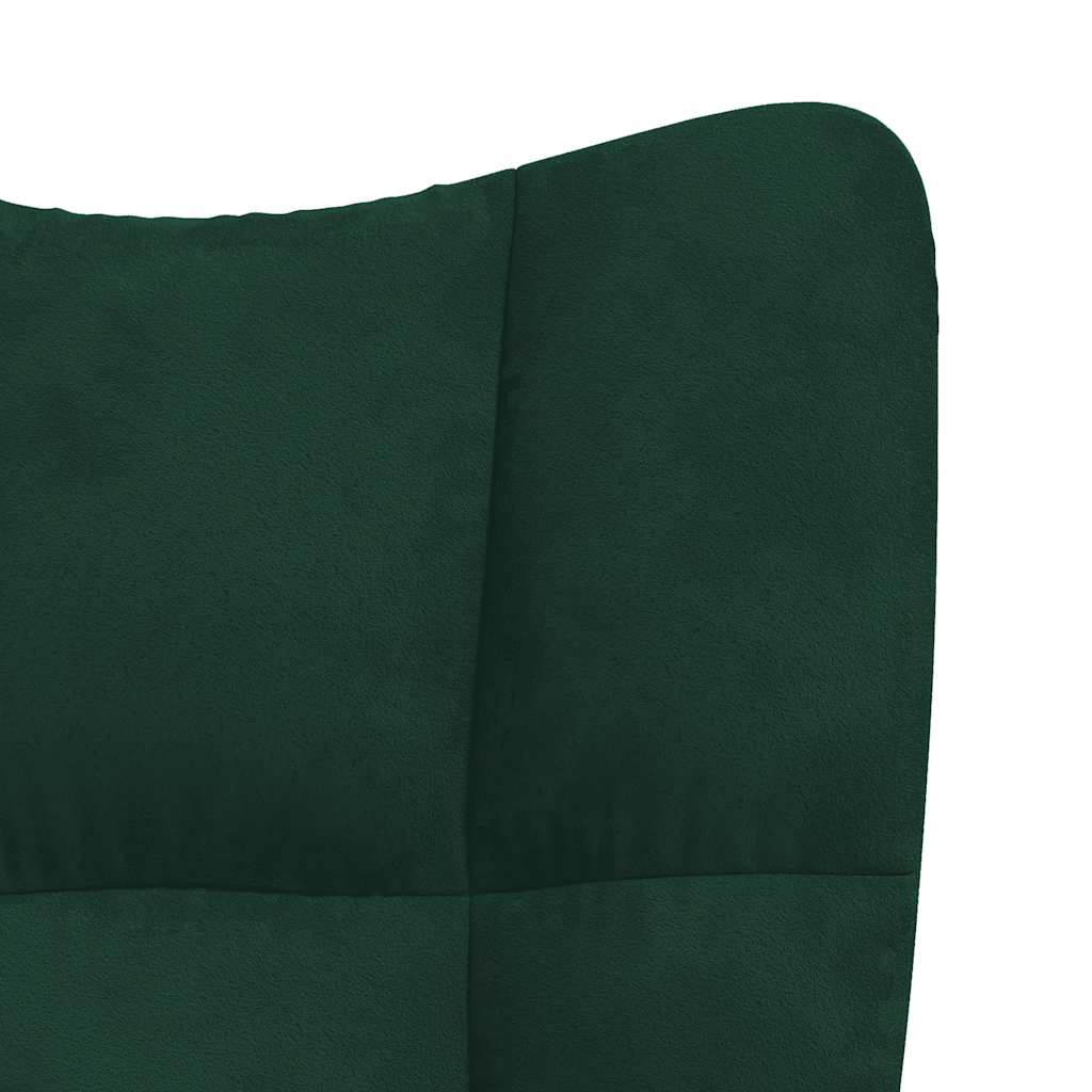 Rocking Chair with a Stool Dark Green Velvet