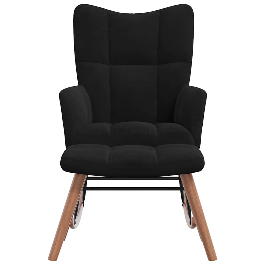 Rocking Chair with a Stool Black Velvet