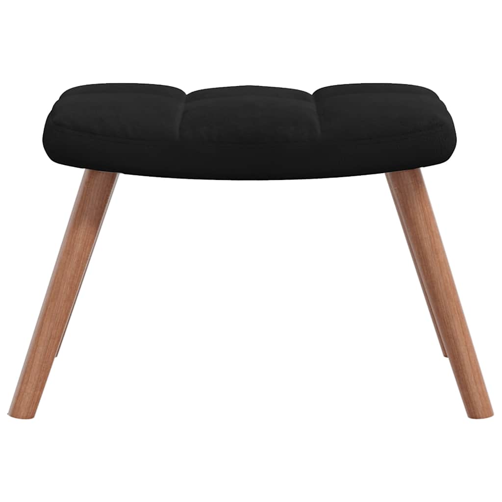 Rocking Chair with a Stool Black Velvet