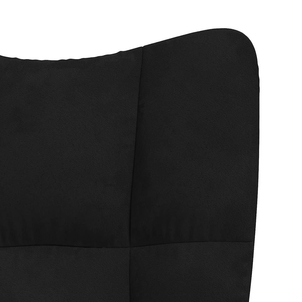 Rocking Chair with a Stool Black Velvet