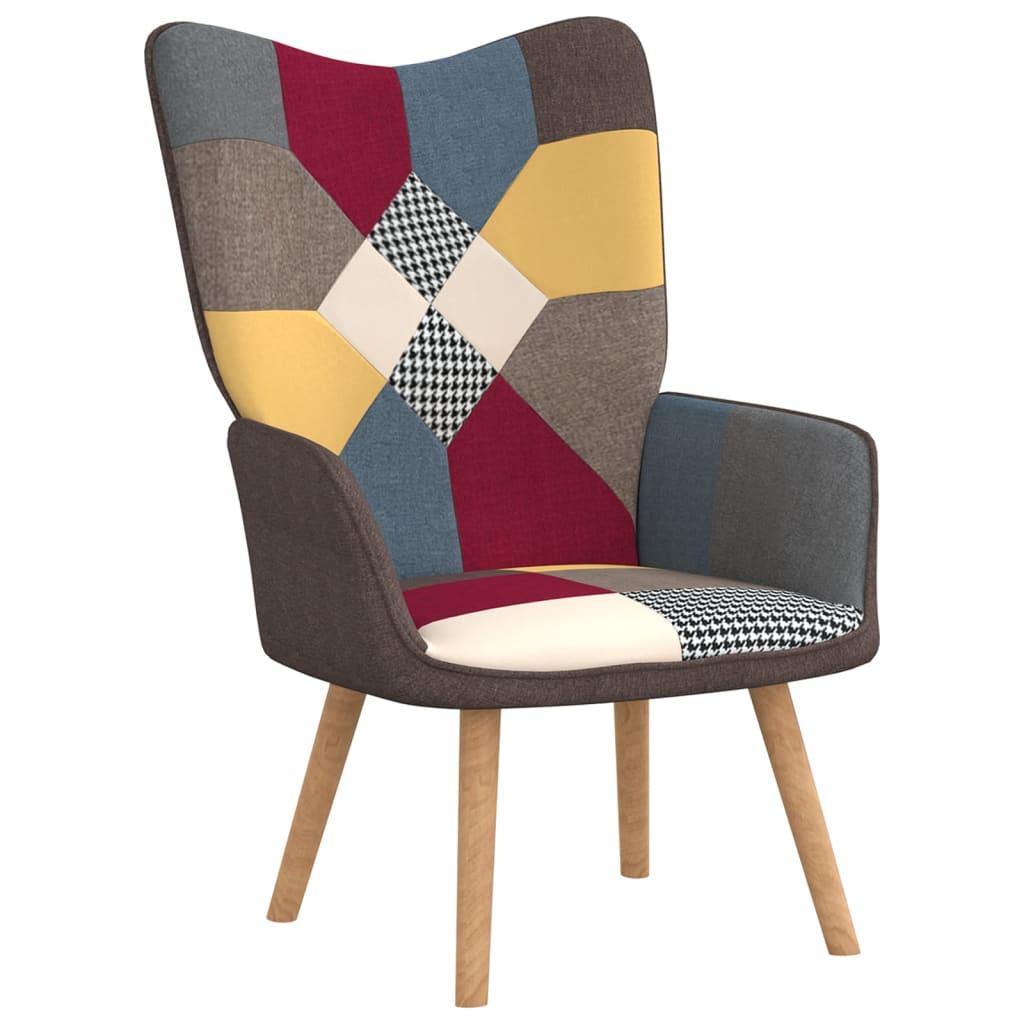 Relaxing Chair with a Stool Patchwork Fabric