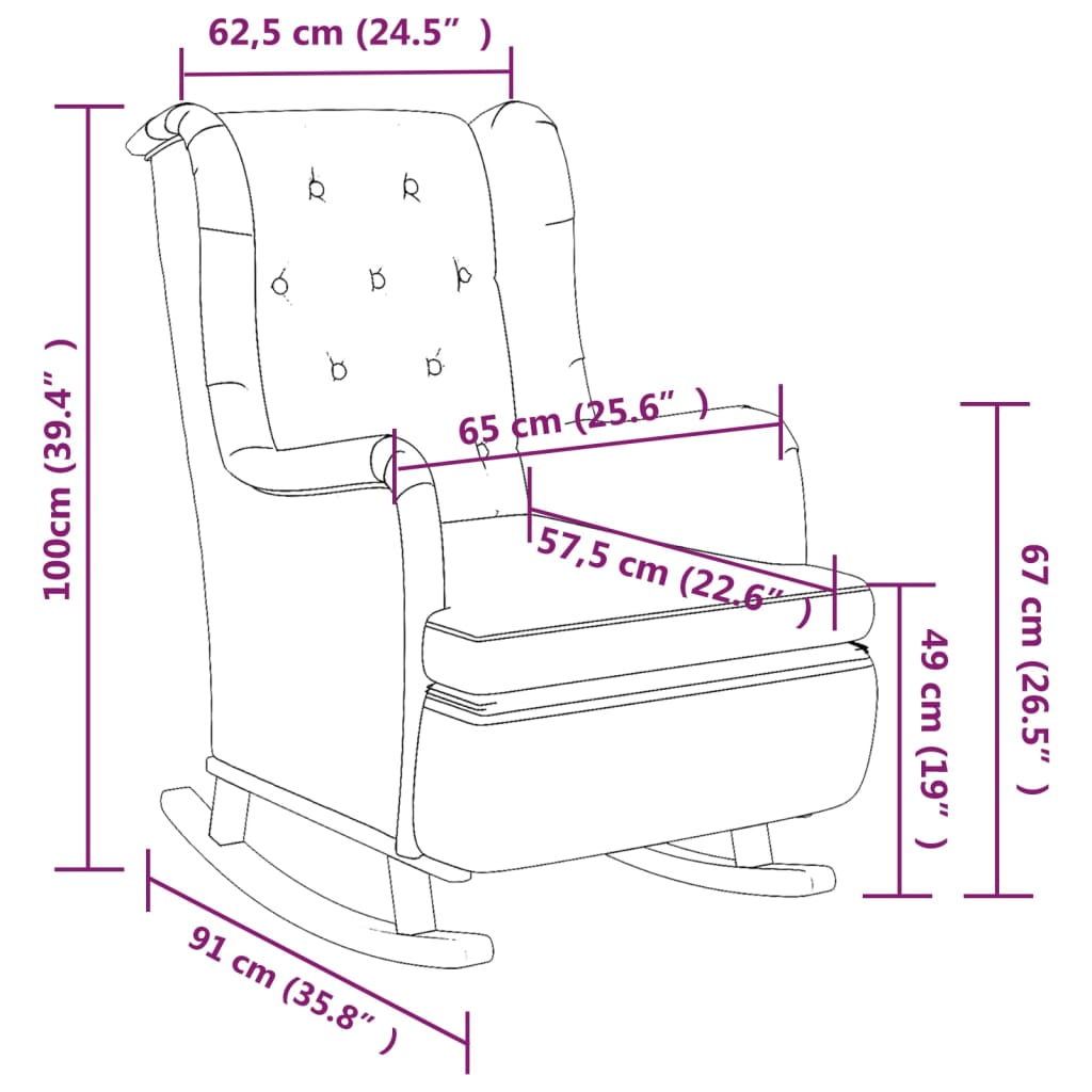 Armchair with Solid Rubber Wood Rocking Legs Dark Grey Fabric