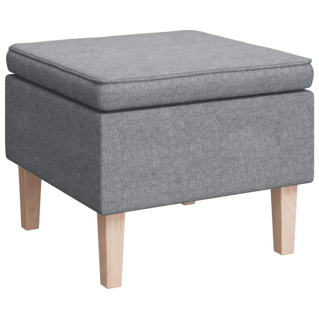 Stool with Wooden Legs Light Grey Fabric