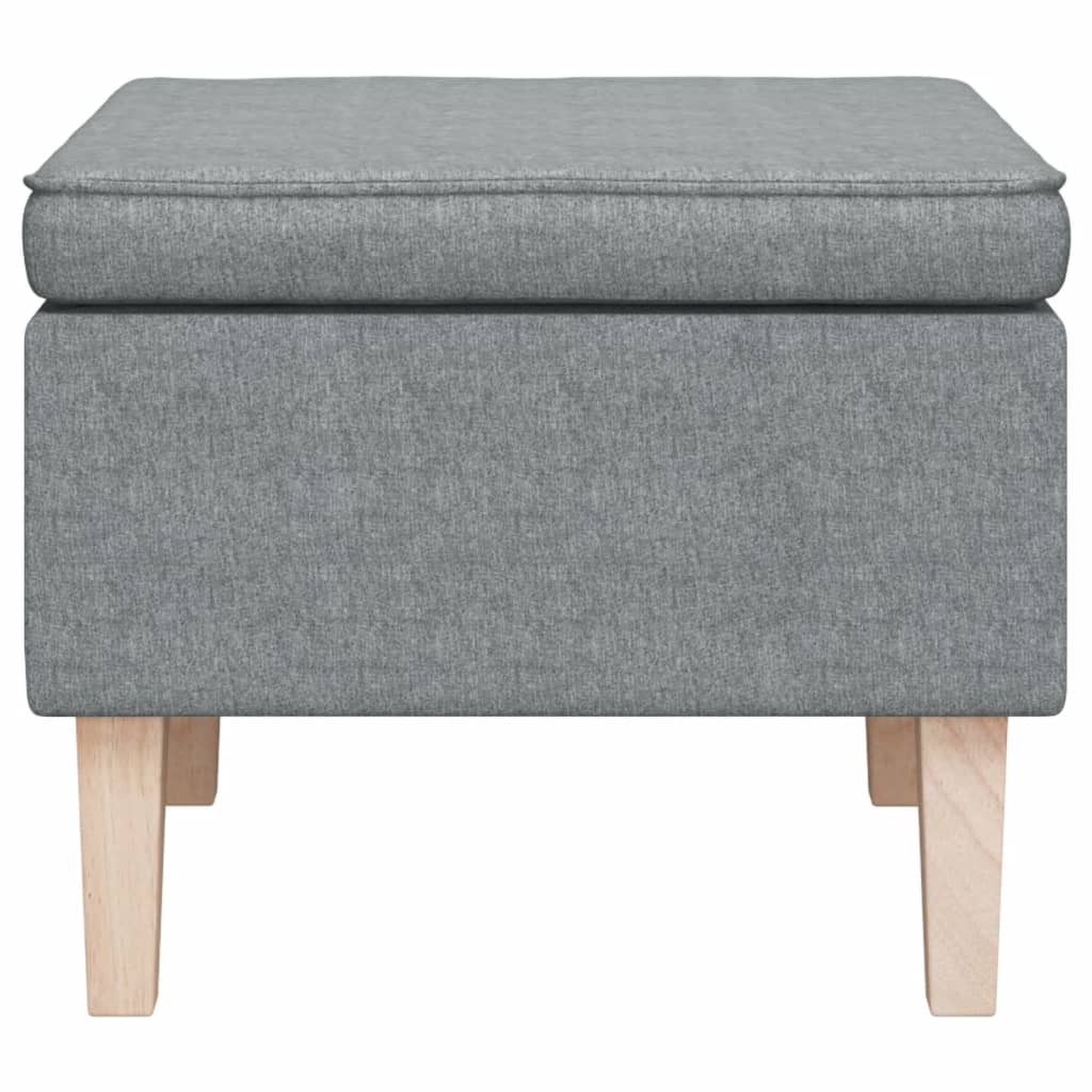 Stool with Wooden Legs Light Grey Fabric