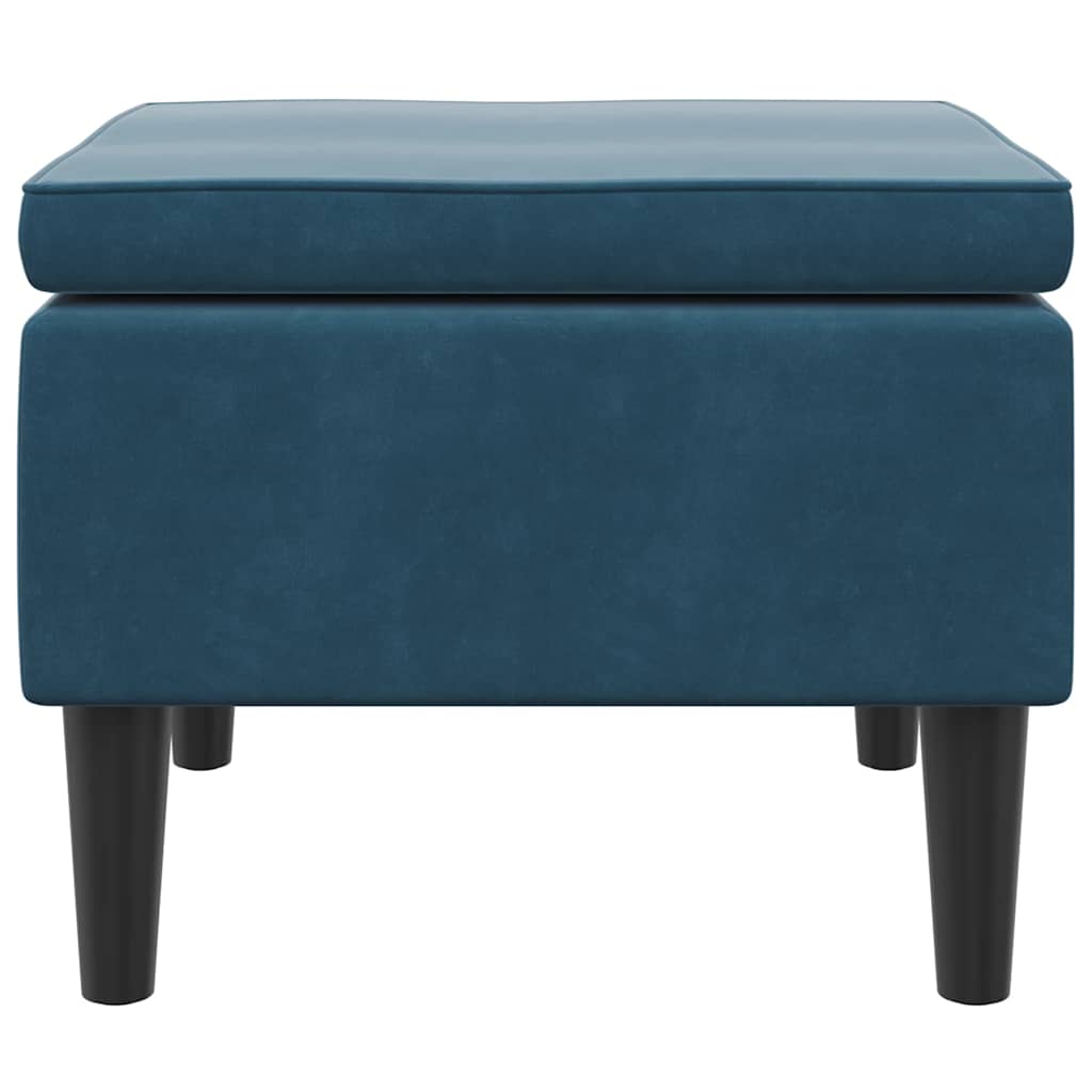 Stool with Wooden Legs Blue Velvet