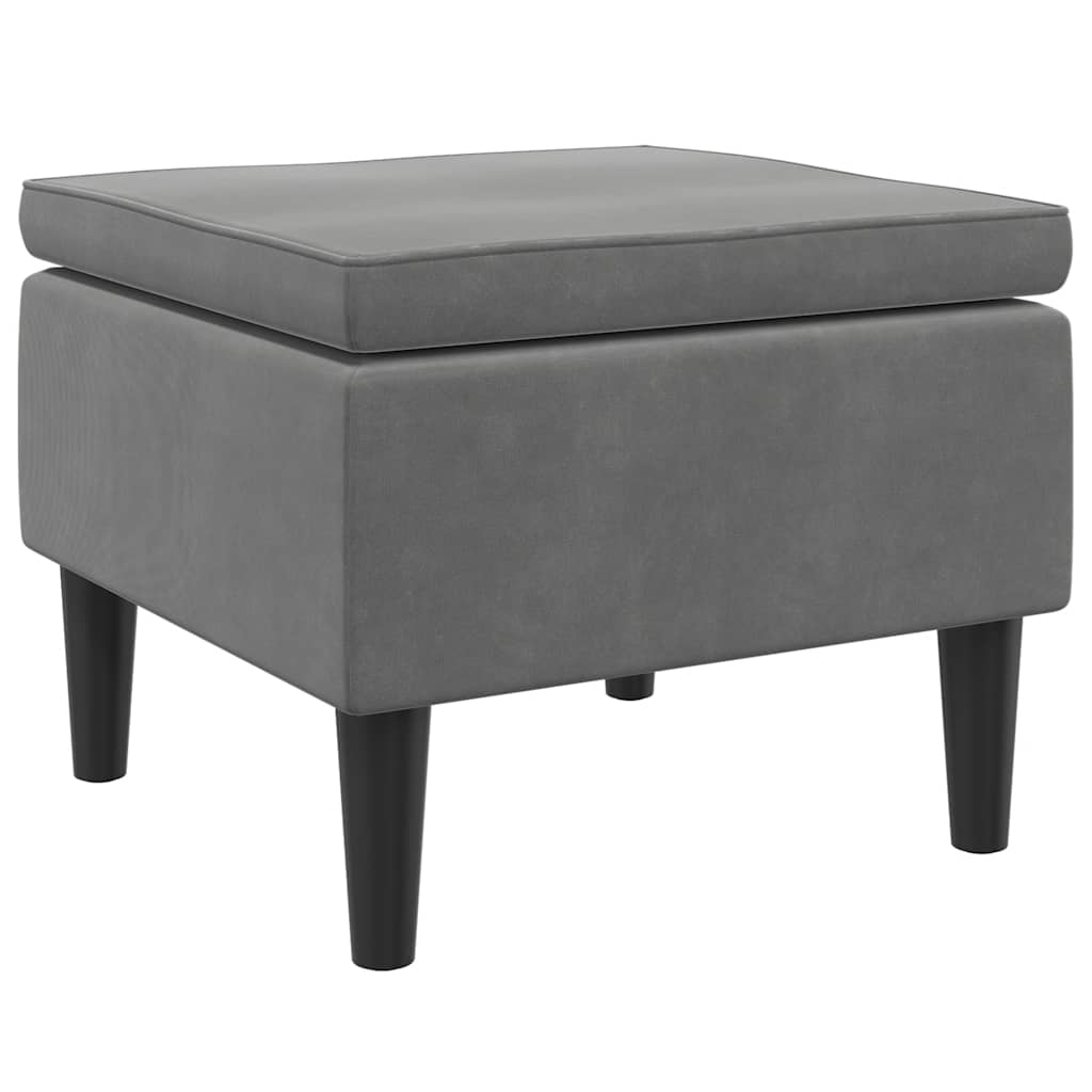 Stool with Wooden Legs Dark Grey Velvet