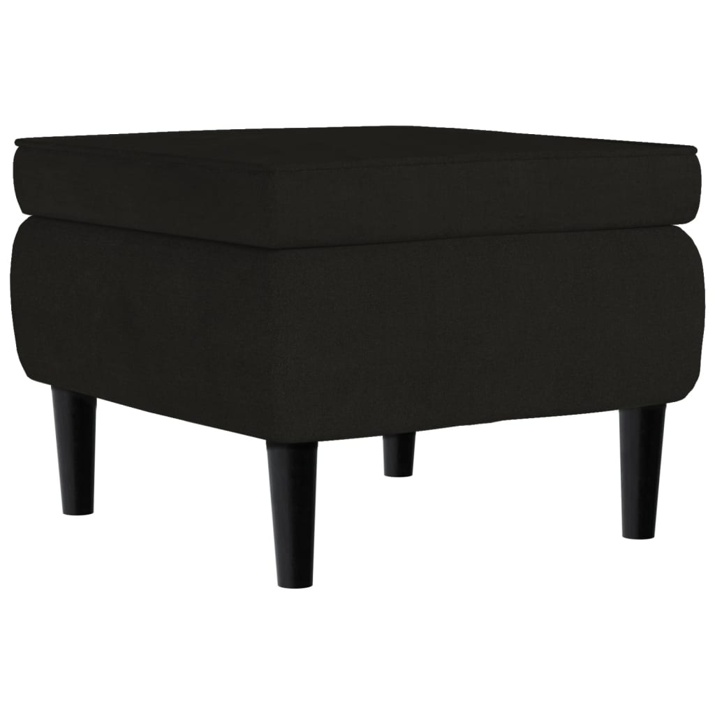Stool with Wooden Legs Black Velvet