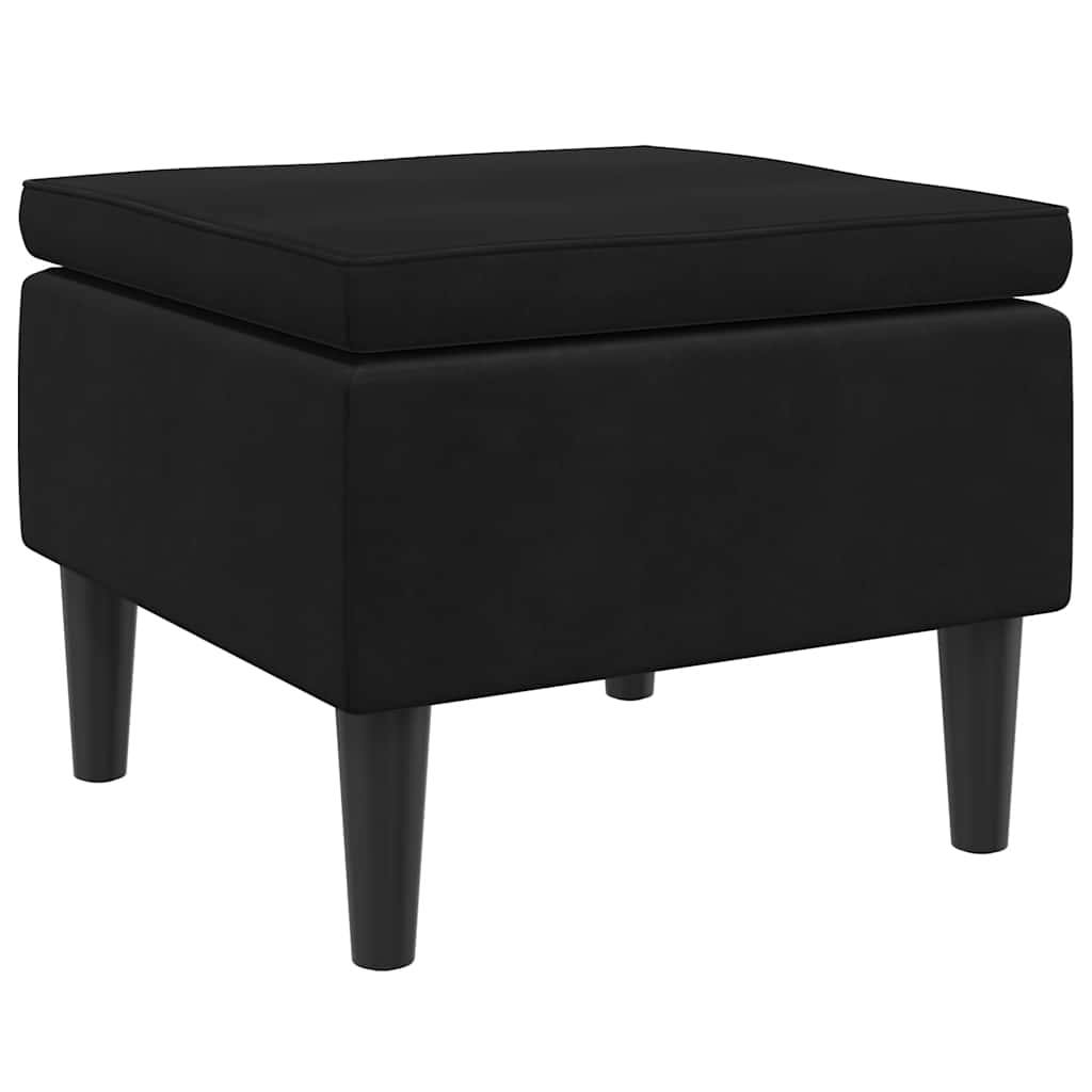 Stool with Wooden Legs Black Velvet