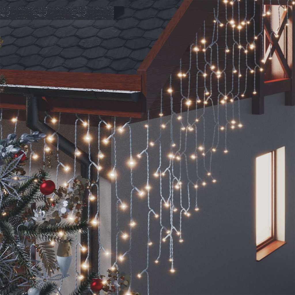LED Curtain Icicle Lights 10m 400 LED Warm White 8 Function