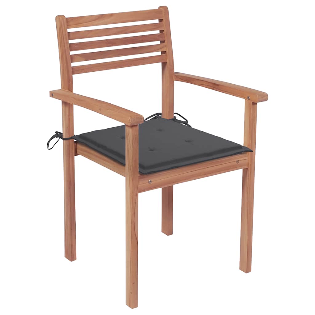Stackable Garden Chairs with Cushions 8 pcs Solid Teak Wood