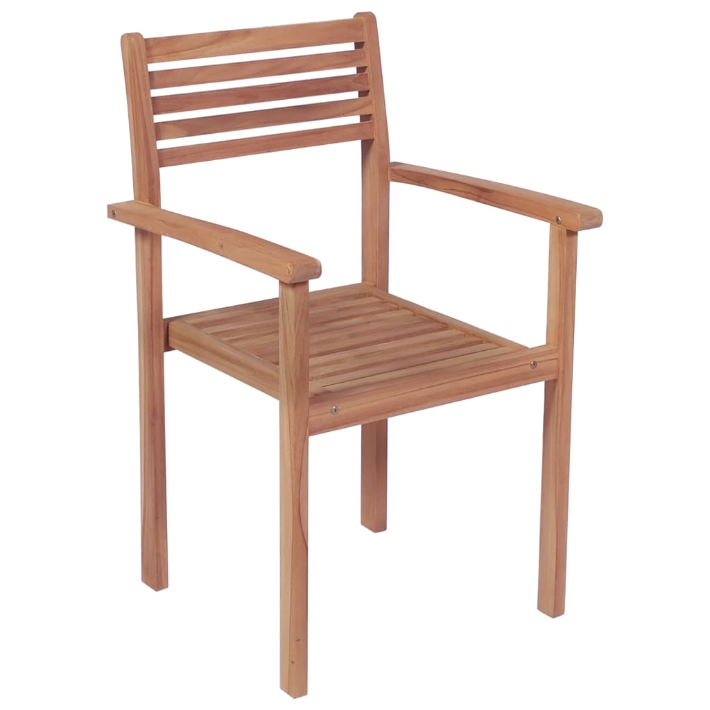 Stackable Garden Chairs with Cushions 8 pcs Solid Teak Wood