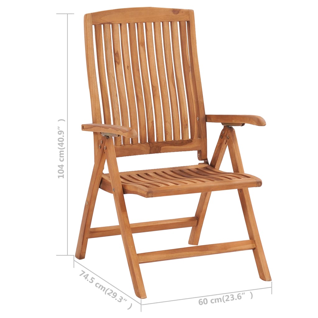 Reclining Garden Chairs with Cushions 4 pcs Solid Teak Wood