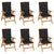 Reclining Garden Chairs with Cushions 6 pcs Solid Teak Wood