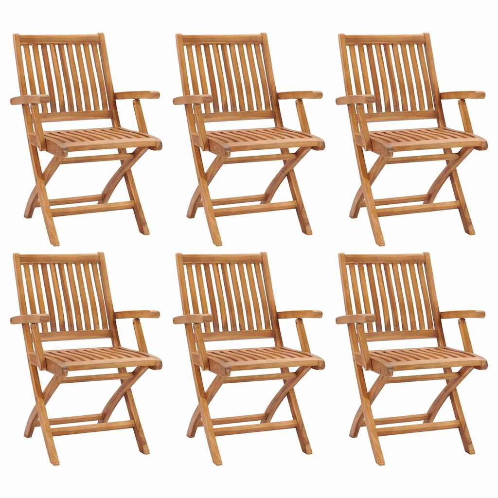 Folding Chairs 6 pcs Solid Teak Wood