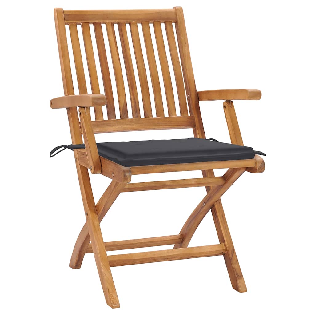 Folding Chairs with Cushions 8 pcs Solid Teak Wood