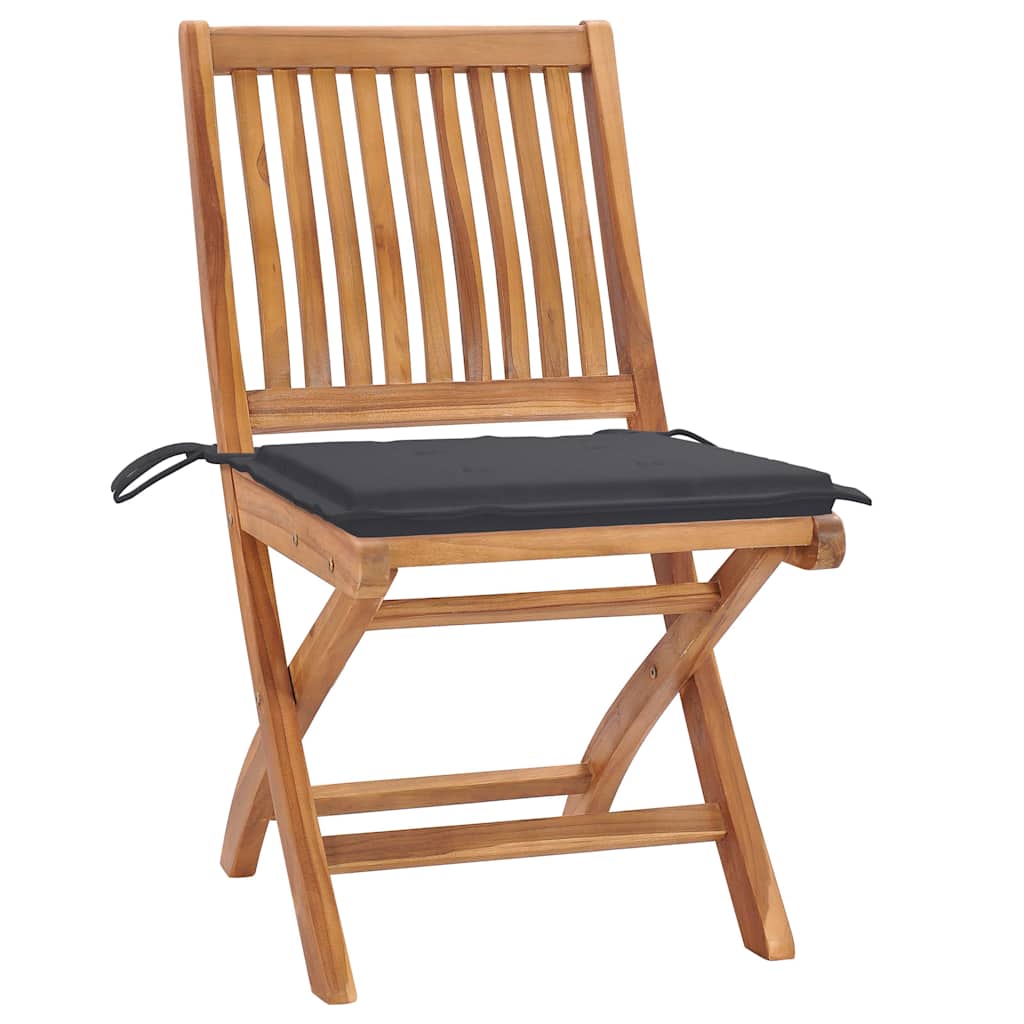 Folding Chairs with Cushions 4 pcs Solid Teak Wood