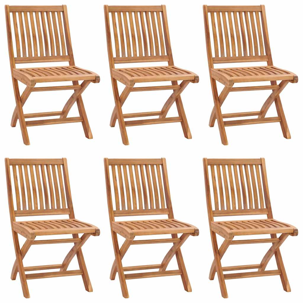 Folding Chairs with Cushions 6 pcs Solid Teak Wood
