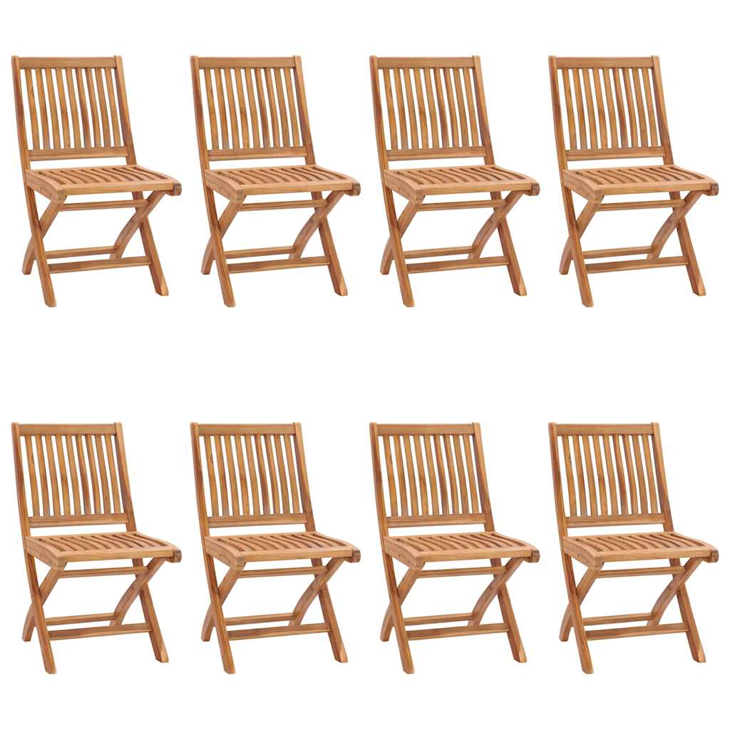 Folding Chairs with Cushions 8 pcs Solid Teak Wood
