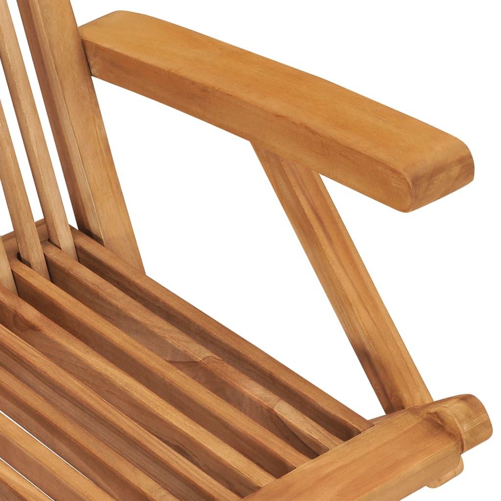 Garden Chairs with Cream White Cushions 8 pcs Solid Teak Wood