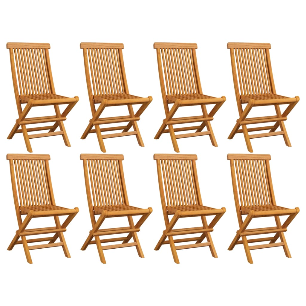 Folding Garden Chairs 8 pcs Solid Teak Wood