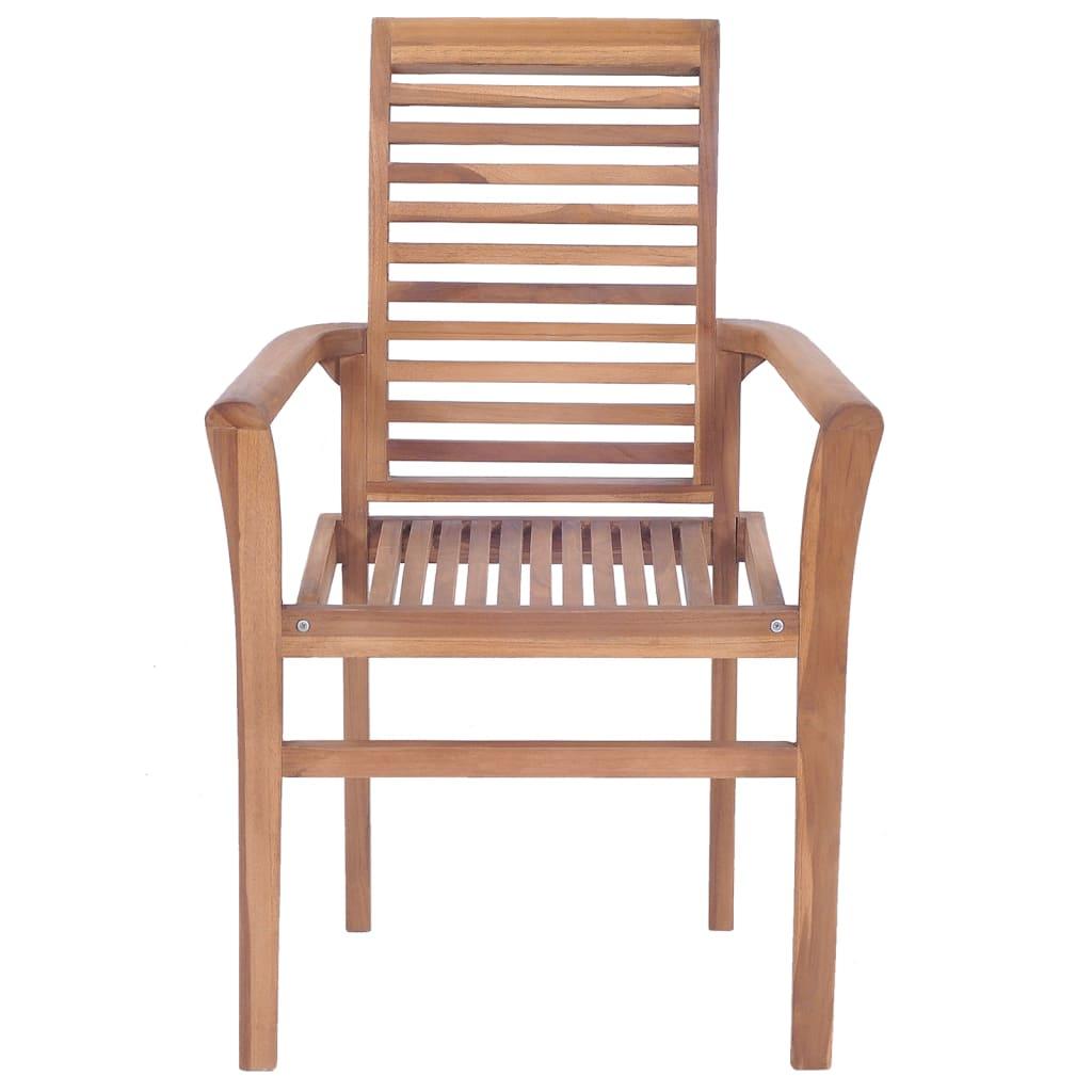 Dining Chairs 6 pcs with Cream Cushions Solid Teak Wood