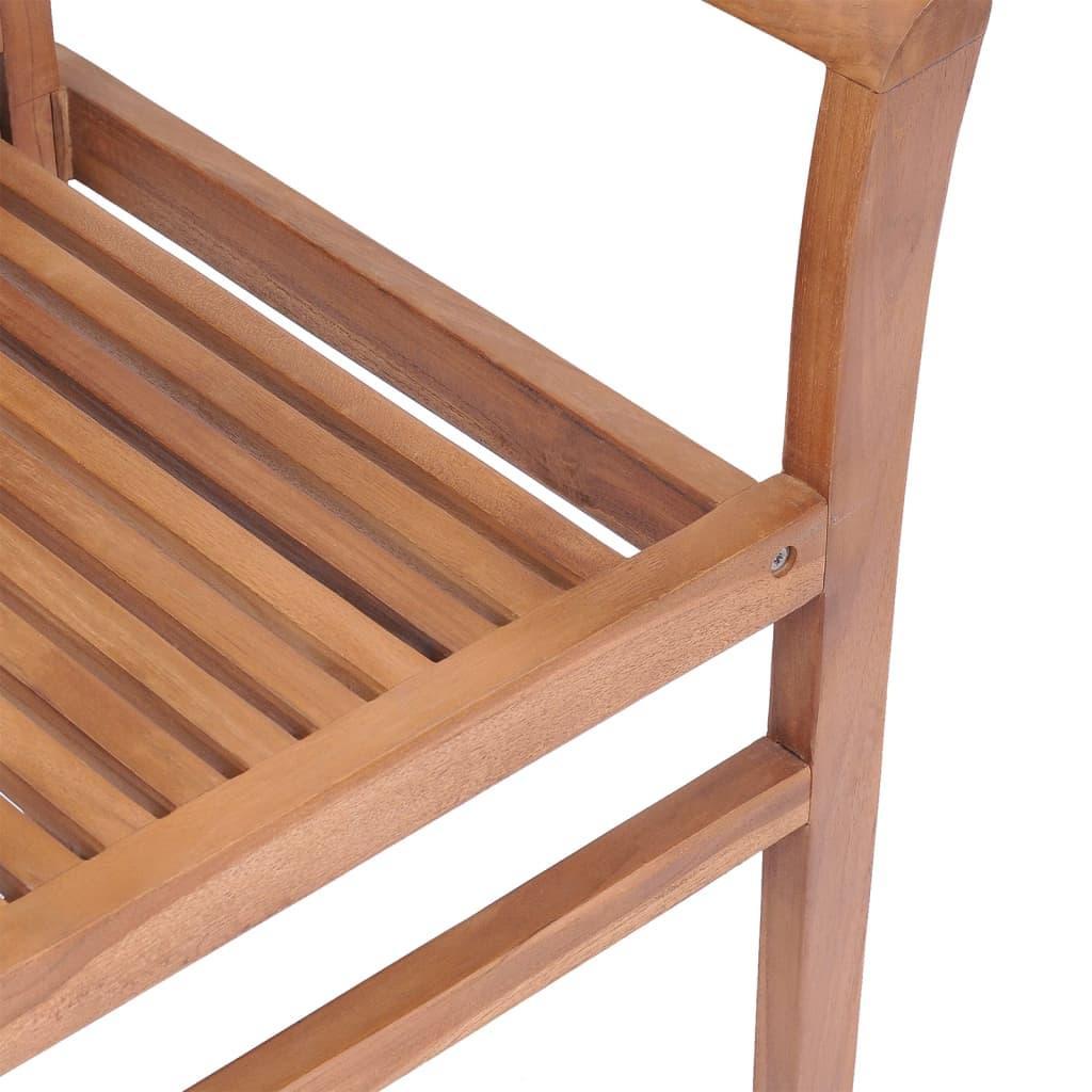 Dining Chairs 6 pcs with Cream Cushions Solid Teak Wood