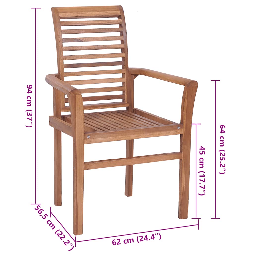 Dining Chairs 8 pcs with Anthracite Cushions Solid Teak Wood