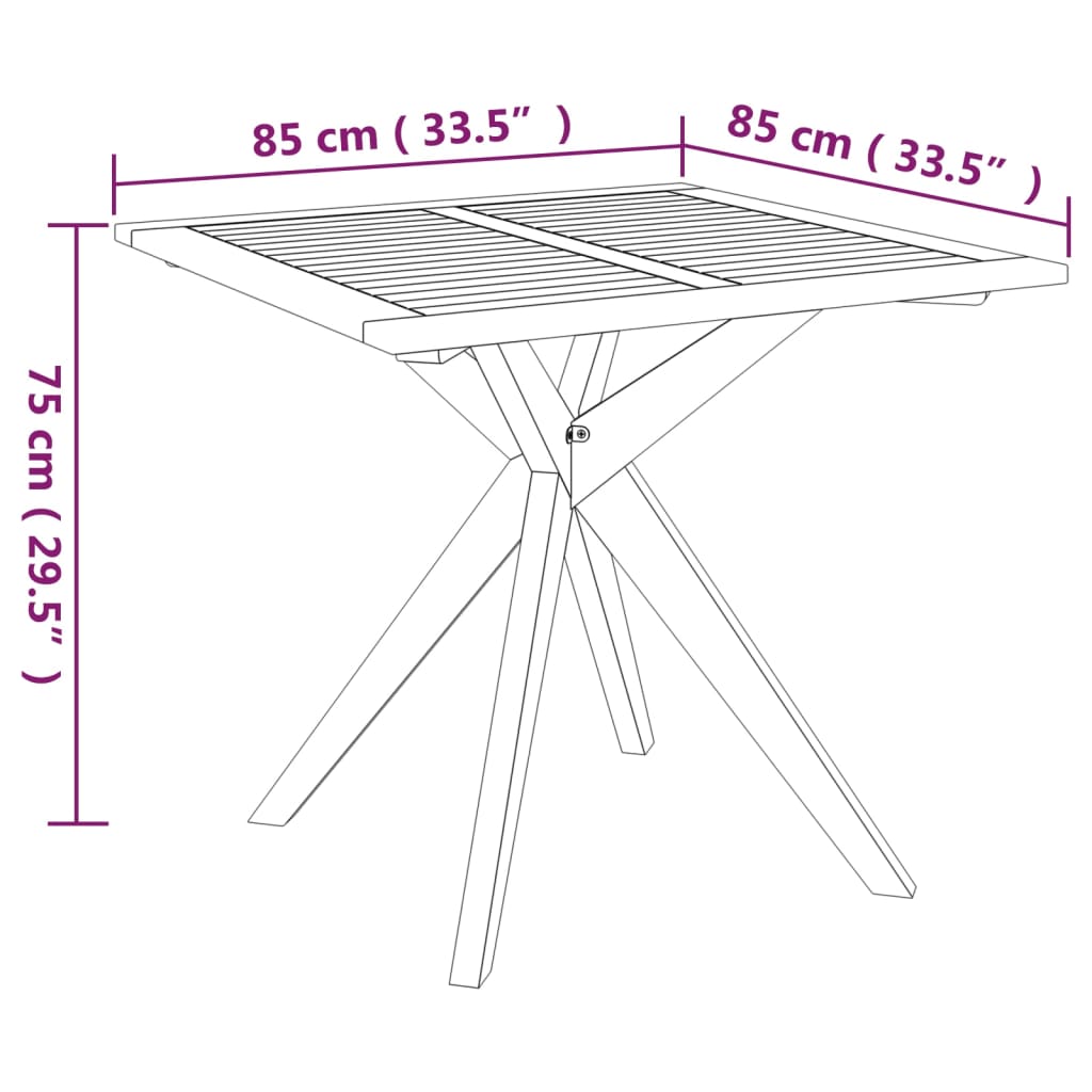 Garden Table 85x85x75 cm Solid Wood Acacia