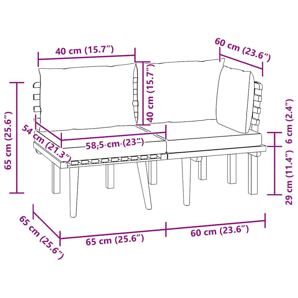 2 Piece Garden Lounge Set with Cushions Solid Acacia Wood