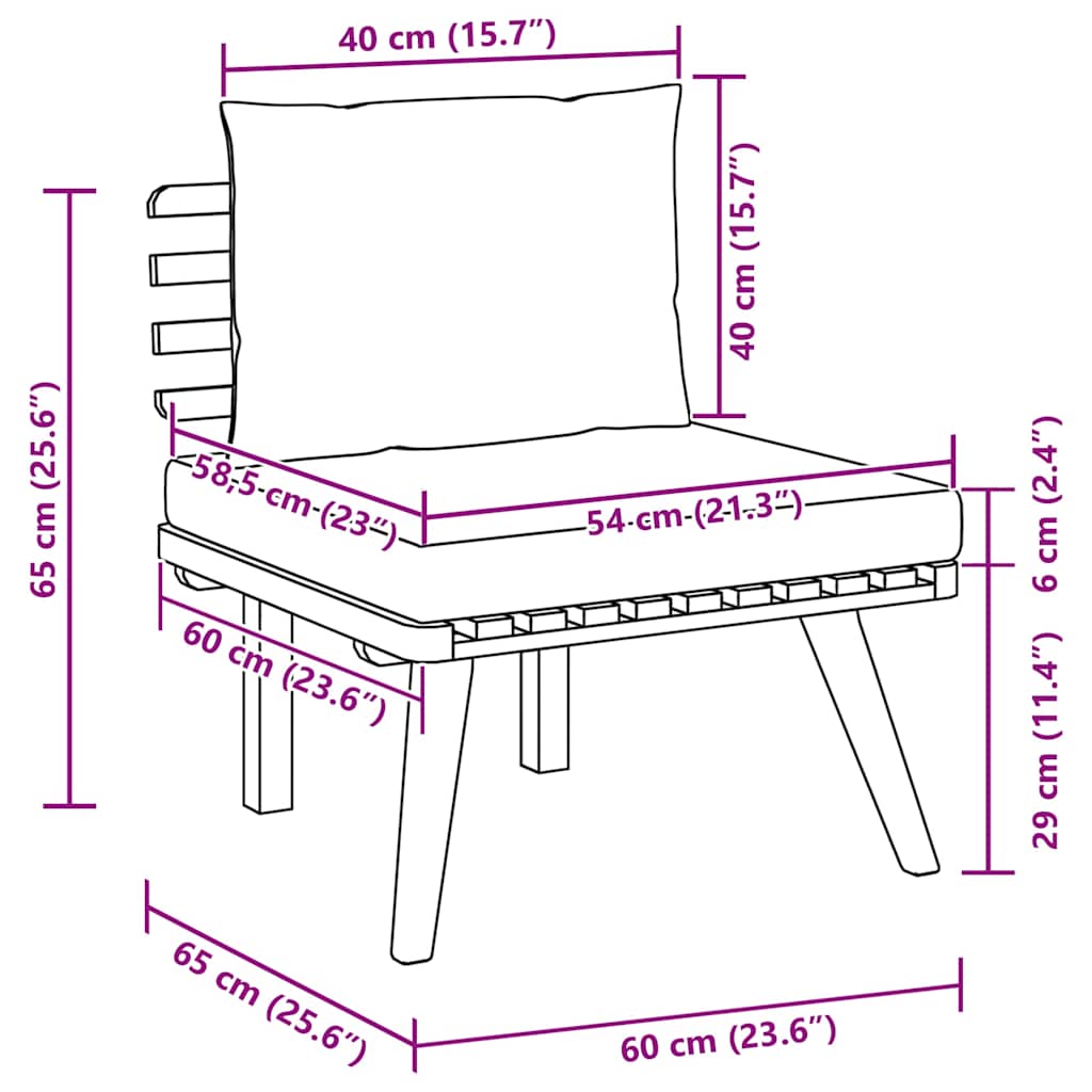 2 Piece Garden Lounge Set with Cushions Solid Acacia Wood