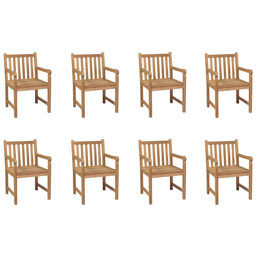 Outdoor Chairs 8 pcs Solid Teak Wood