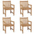 Garden Chairs 4 pcs with Cream White Cushions Solid Teak Wood