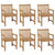 Garden Chairs 6 pcs with Grey Cushions Solid Teak Wood