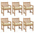 Garden Chairs 6 pcs with Cream White Cushions Solid Teak Wood