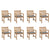 Garden Chairs 8 pcs with Grey Cushions Solid Teak Wood