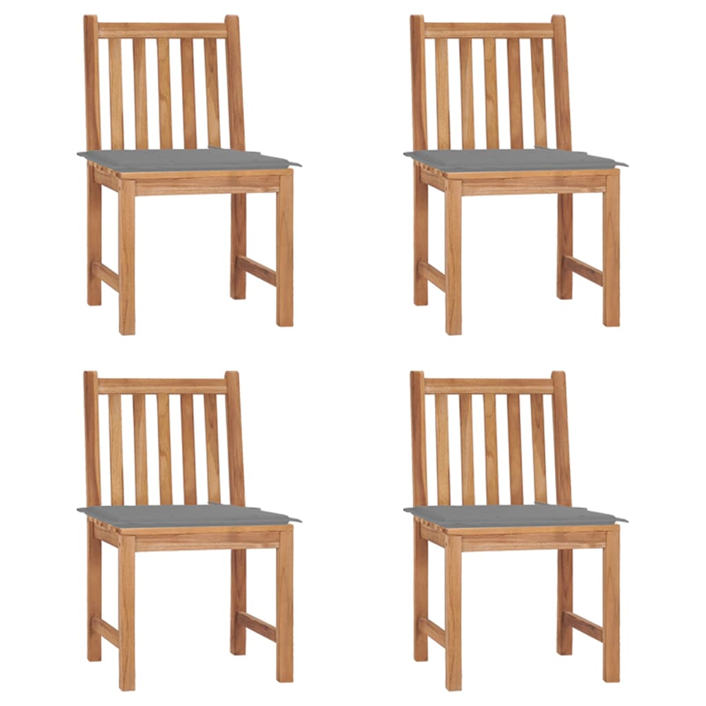 Garden Chairs 4 pcs with Cushions Solid Teak Wood